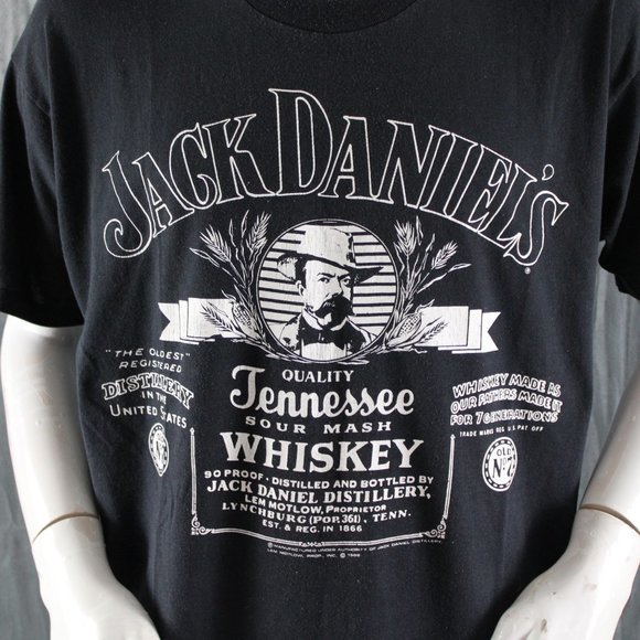 Vintage Graphic T-shir - Jack Daniel's Bottle Logo Novel Teez 1988- Men's Large - Picture 2 of 9